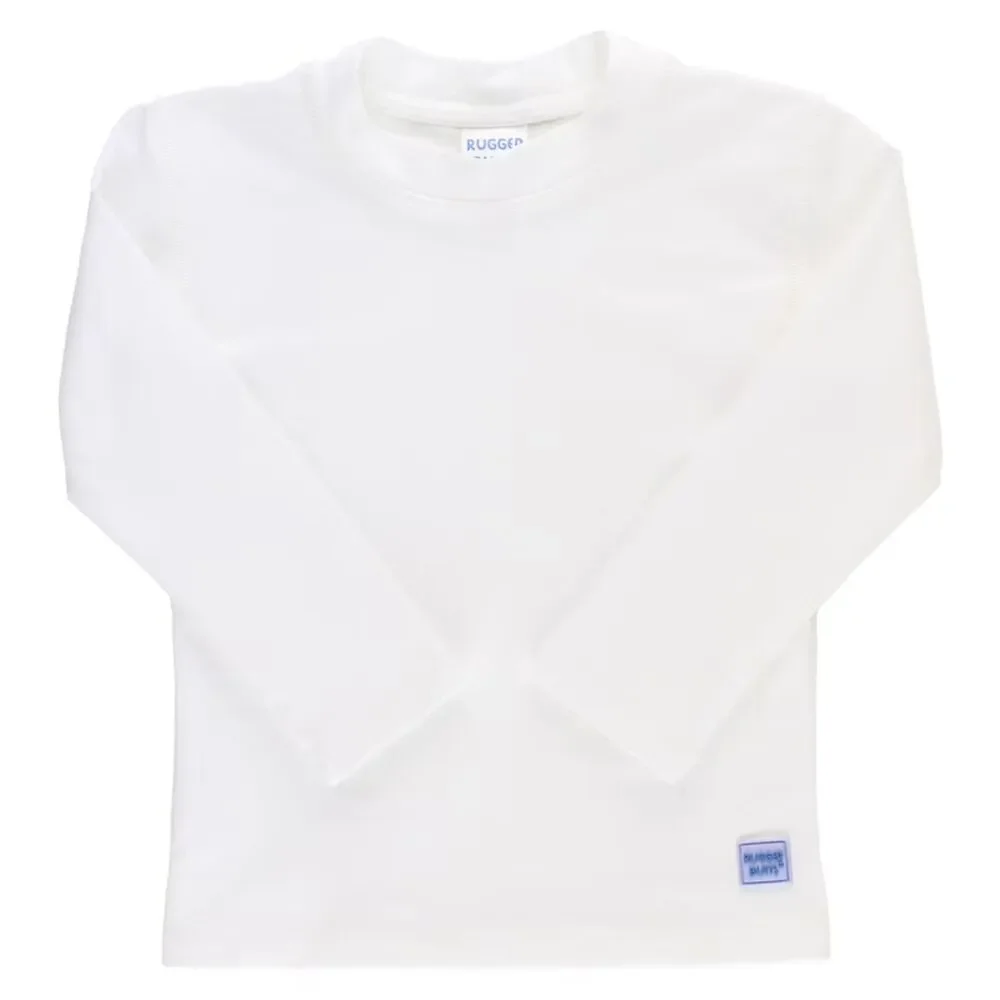 RuggedButts Boy Girl Baby White Swim Sun Rashguard Long Sleeve Shirt Size 6-12 M